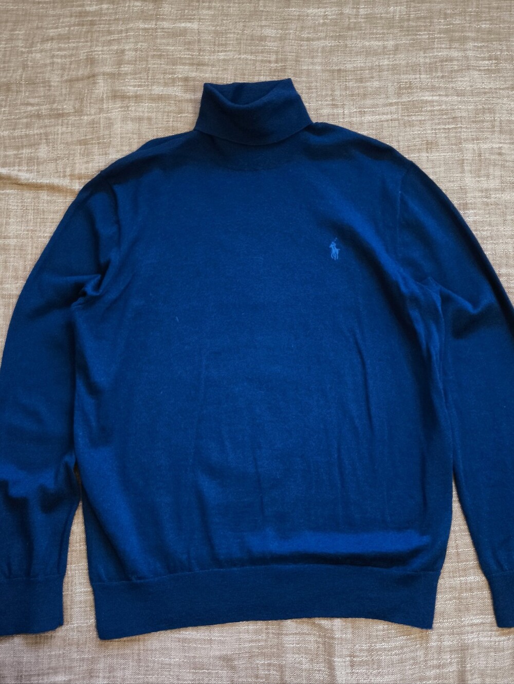 Polo Ralph Lauren Washable Merino Wool Turtleneck Sweater Blue Size L EUC